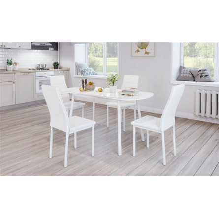 РАУНД Стол раздвижной со стеклом 94(124)х64, Белый/Белый