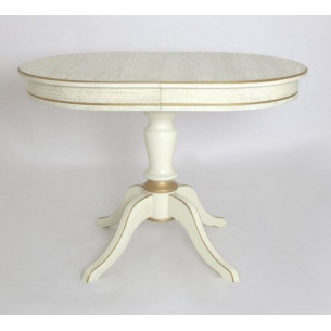 Стол "Капелла-2" (Эмаль 11/Слоновая кость+ патина золото/шпон дуба) Тип 2