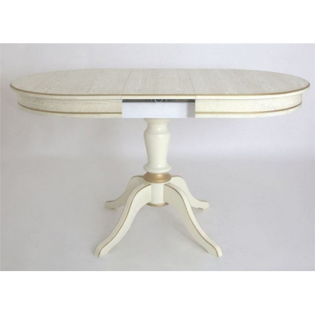 Стол "Капелла-2" (Эмаль 11/Слоновая кость+ патина золото/шпон дуба) Тип 2