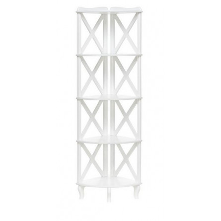 Этажерка-стеллаж угловая "Джульетта"-4 (молочный дуб) Вис