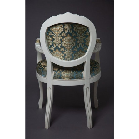 Кресло "Милорд-12" (1013+патина золото/ткань Андрис бирюза Вензель) слоновая кость)