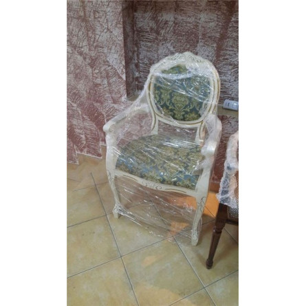 Кресло "Милорд-12" (1013+патина золото/ткань Андрис бирюза Вензель) слоновая кость)