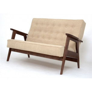 Диван двухместный РЕТРО (темный тон / RS 03 - бежевый)