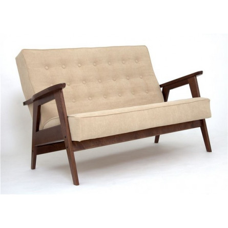 Диван двухместный РЕТРО (темный тон / RS 03 - бежевый)