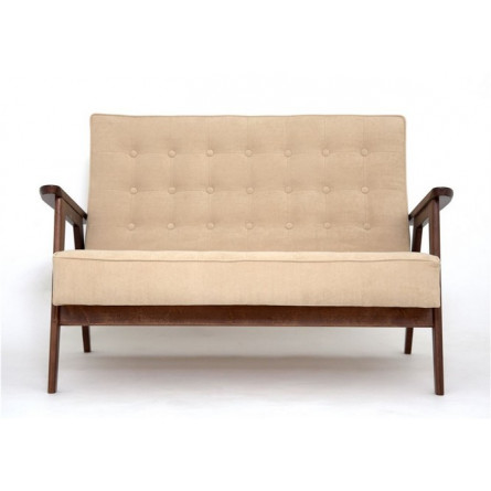 Диван двухместный РЕТРО (темный тон / RS 03 - бежевый)