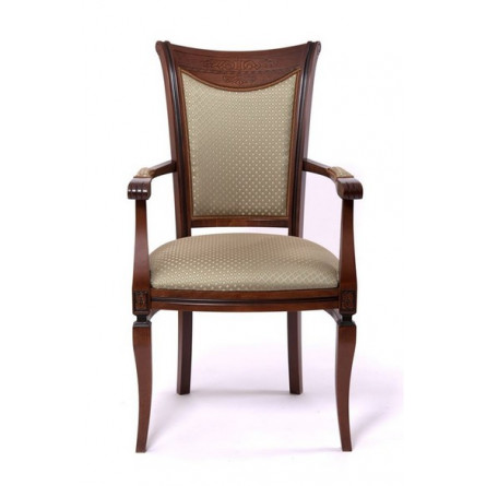 Кресло "Милорд №11-S" (Темный орех + патина/ткань Luiza com NEFRIT)