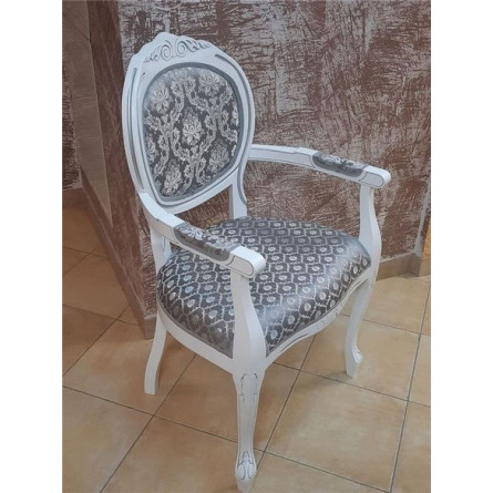 Кресло "Милорд-12" (Белый + патина серебро/ткань ткань Yara 149/1 Yara diamond 149/1)