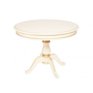 Стол "Фабрицио-1" раздвижной (D 820 / Цвет дерева: Тон 10 Слоновая кость RAL 1015 + патина золото)