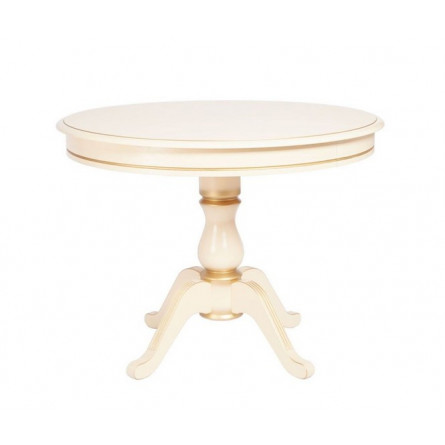 Стол "Фабрицио-1" раздвижной (D 820 / Цвет дерева: Тон 10 Слоновая кость RAL 1015 + патина золото)