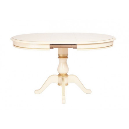 Стол "Фабрицио-1" раздвижной (D 820 / Цвет дерева: Тон 10 Слоновая кость RAL 1015 + патина золото)