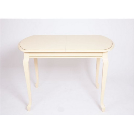 Стол "Прага 110" раздвижной (1100х700 / Цвет дерева: Тон 10 Слоновая кость RAL 1015 + патина золото)