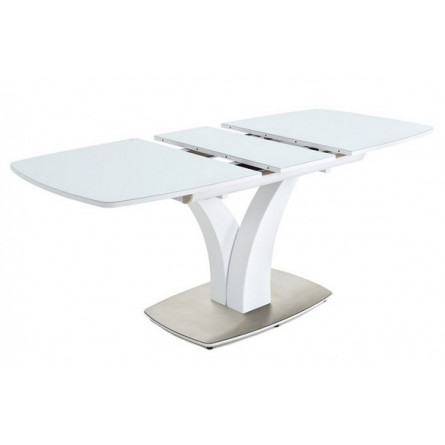 Стол "Нотр Дам ПМ" (OPTIWHITE/ 1400(1715)*850/ Цвет стекла:Белый / Цвет ЛДСП:Белый)