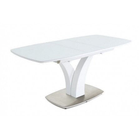 Стол "Нотр Дам ПМ" (OPTIWHITE/ 1400(1715)*850/ Цвет стекла:Белый / Цвет ЛДСП:Белый)