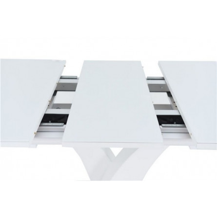 Стол "Нотр Дам ПМ" (OPTIWHITE/ 1400(1715)*850/ Цвет стекла:Белый / Цвет ЛДСП:Белый)