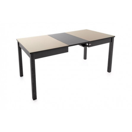 Стол "Токио-2" раздвижной (стекло Капучино/ЛДСП Венге/Каркас корич. Муар/ноги №3 Тон 8 Венге)