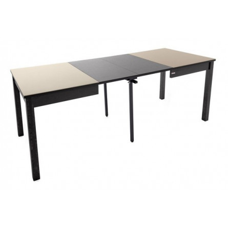 Стол "Токио-2" раздвижной (стекло Капучино/ЛДСП Венге/Каркас корич. Муар/ноги №3 Тон 8 Венге)