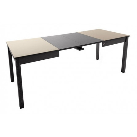 Стол "Токио-2" раздвижной (стекло Капучино/ЛДСП Венге/Каркас корич. Муар/ноги №3 Тон 8 Венге)