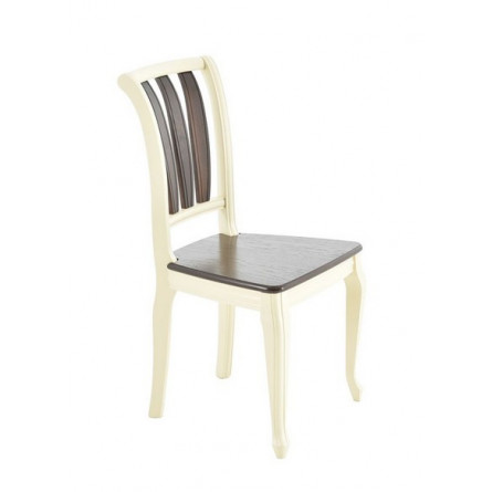 Стул жесткий "Кабриоль" (Тон 10 Слоновая кость/ Тон 7 Орех темный)