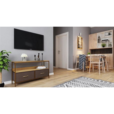 Комод Локи 2 ящика (каркас Коричневый/Бежевый/Светло-коричневый, Темно-коричневый)