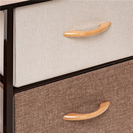 Комод Локи широкий с полкой, 3 ящика (каркас Коричневый/Бежевый/Светло-коричневый, Темно-коричневый)