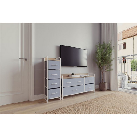 Комод "Ноа" широкий (каркас Белый / Светло-серый)