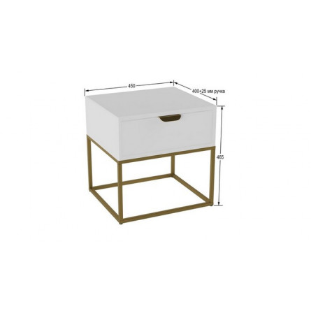 Тумбочка прикроватная "Дрим" (Ясень браш белый/Золото 7097283101)