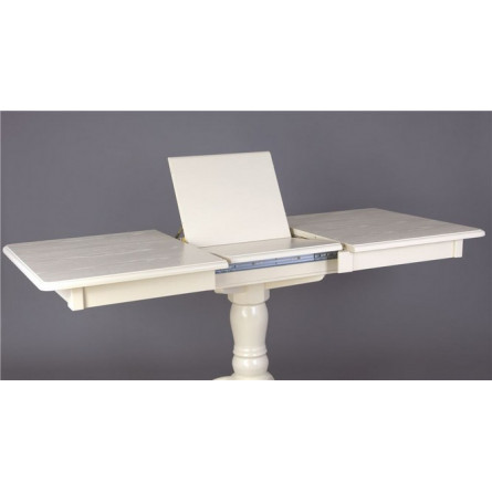 Стол на одной ноге Альт-110 раздвижной (Слоновая кость/массив березы, Шпон)