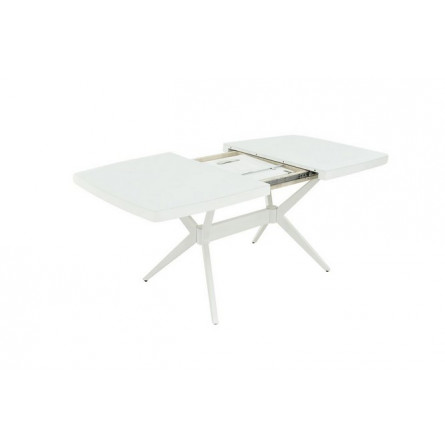 Стол раздвижной "Оскар 2М" Glass (140 (40)90 / Цвет дерева: Тон 9 эмаль Белая / стекло Белое RAL 9003)