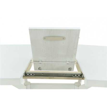 Стол раздвижной "Оскар 2М" Glass (140 (40)90 / Цвет дерева: Тон 9 эмаль Белая / стекло Белое RAL 9003)