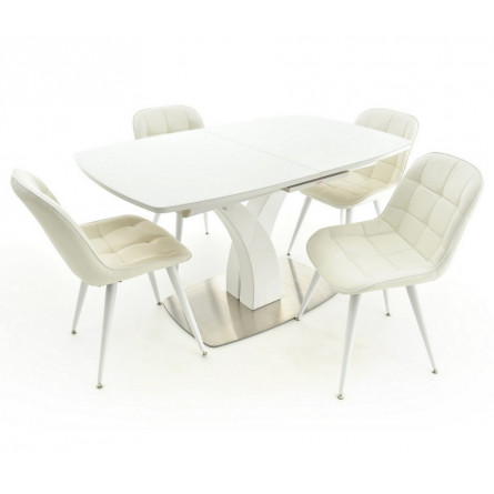 Стол Нотр Дам, ПМ, МДФ, Стекло, Белый