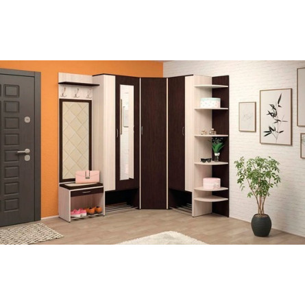 Прихожая Ольга-лофт 5.1, Экокожа, Ясень Шимо светлый/Венге