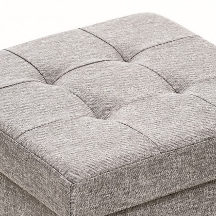 Пуф Leset Плуто складной с крышкой, лен Светло-серый