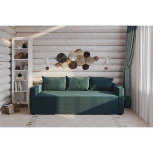 Диван-кровать Тойво сине-зелёный, ткань рогожка