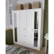 Шкаф СИРИУС четырехдверный с двумя выдвижными ящиками и двумя зеркалами, цвет белый