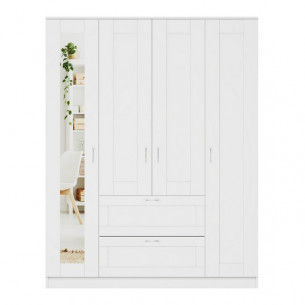 Шкаф СИРИУС четырехдверный с двумя выдвижными ящиками и зеркалом