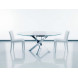 Стол BARONE (01.92) G093 хром/С150 э-бел. гл. стекло, L021алюм.вставка