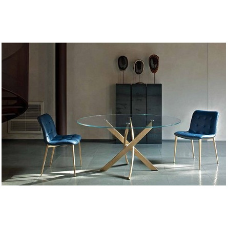 Стол BARONE (01.92) G093 хром/С150 э-бел. гл. стекло, L021алюм.вставка