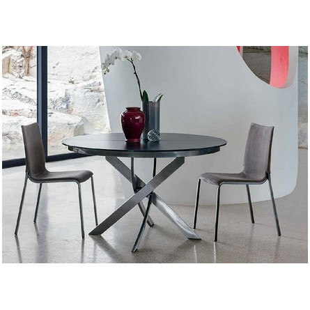 Стол BARONE (01.92) G093 хром/С150 э-бел. гл. стекло, L021алюм.вставка