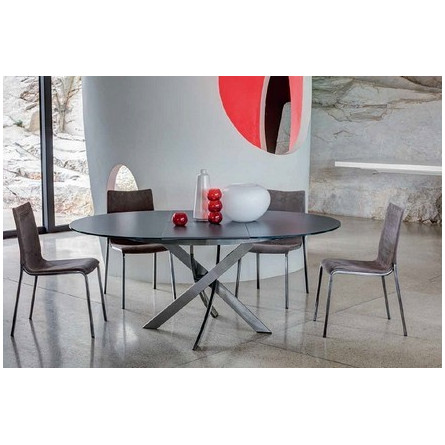 Стол BARONE (01.92) G093 хром/С150 э-бел. гл. стекло, L021алюм.вставка