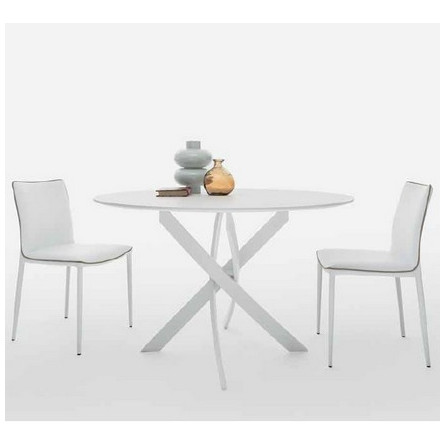 Стол BARONE (01.92) G093 хром/С150 э-бел. гл. стекло, L021алюм.вставка