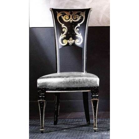 3179/SR Стул, HAND MADE черный со старением и рисунком СКИДКА 50%