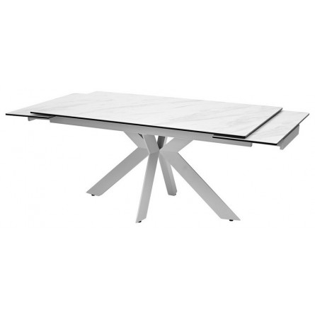 Стол BELLUNO 160 MARBLES KL-99 Белый мрамор матовый, итальянская керамика/ белый каркас М-City