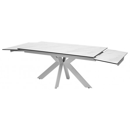 Стол BELLUNO 160 MARBLES KL-99 Белый мрамор матовый, итальянская керамика/ белый каркас М-City