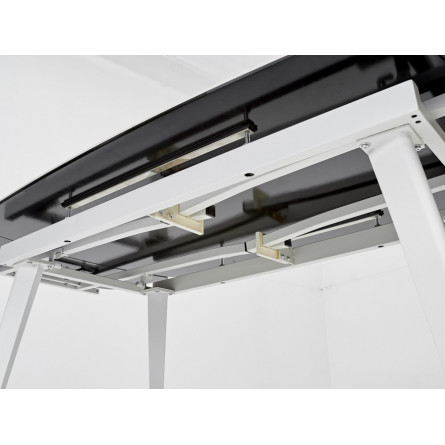 Стол ELIOT 120 HIGH GLOSS STATUARIO Белый мрамор глянцевый, керамика/ белый каркас М-City