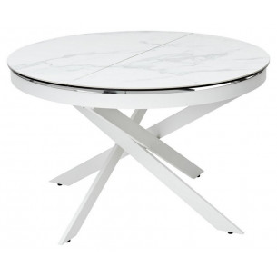 Стол TRENTO 120 HIGH GLOSS STATUARIO Белый мрамор глянцевый, керамика/ белый каркас М-City