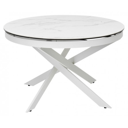 Стол TRENTO 120 HIGH GLOSS STATUARIO Белый мрамор глянцевый, керамика/ белый каркас М-City