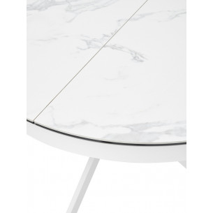 Стол TRENTO 120 HIGH GLOSS STATUARIO Белый мрамор глянцевый, керамика/ белый каркас М-City