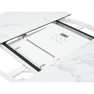 Стол TRENTO 120 HIGH GLOSS STATUARIO Белый мрамор глянцевый, керамика/ белый каркас М-City