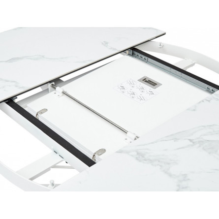 Стол TRENTO 120 HIGH GLOSS STATUARIO Белый мрамор глянцевый, керамика/ белый каркас М-City