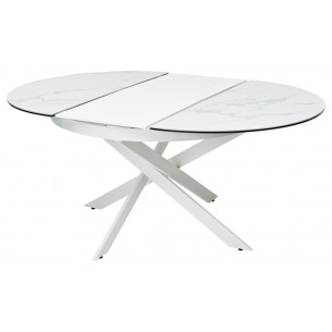 Стол TRENTO 120 HIGH GLOSS STATUARIO Белый мрамор глянцевый, керамика/ белый каркас М-City